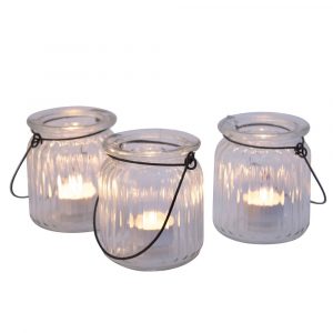  Tealight Lantern - Ribbed Glass